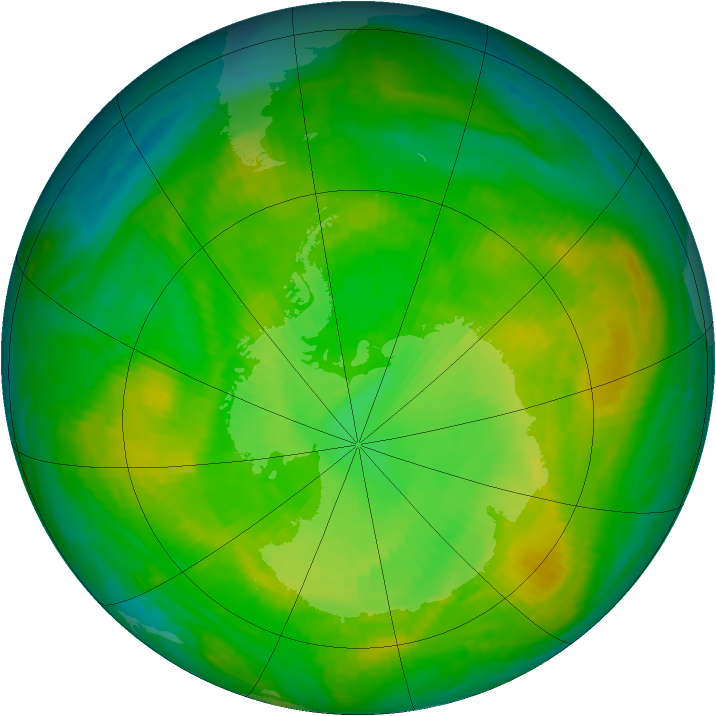Antarctic ozone map for 16 December 1980
